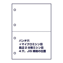 パンチ穴＋マイクロミシンミシン目（長辺2分割ミシン目、4穴）