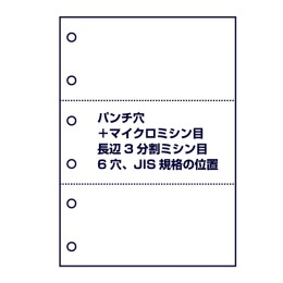 パンチ穴＋マイクロミシンミシン目（長辺3分割ミシン目、6穴）