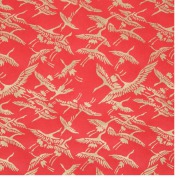 【大判和紙】色鳥の子紙　鶴　40×55cm・赤×金